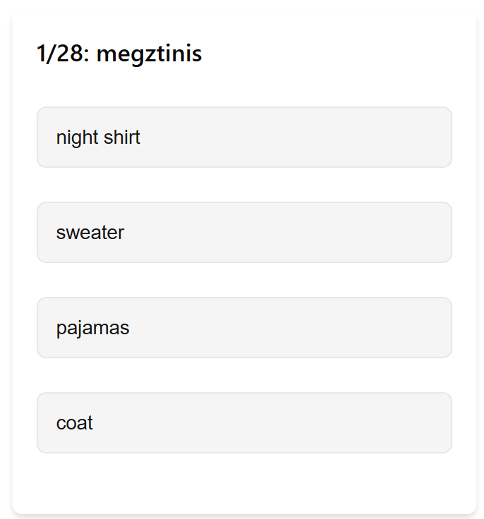 Multiple choice quizzes
